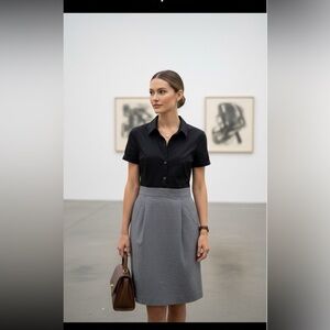 Theory size 10 shirt dress sheath Officecore boardroom Elle Woods office siren